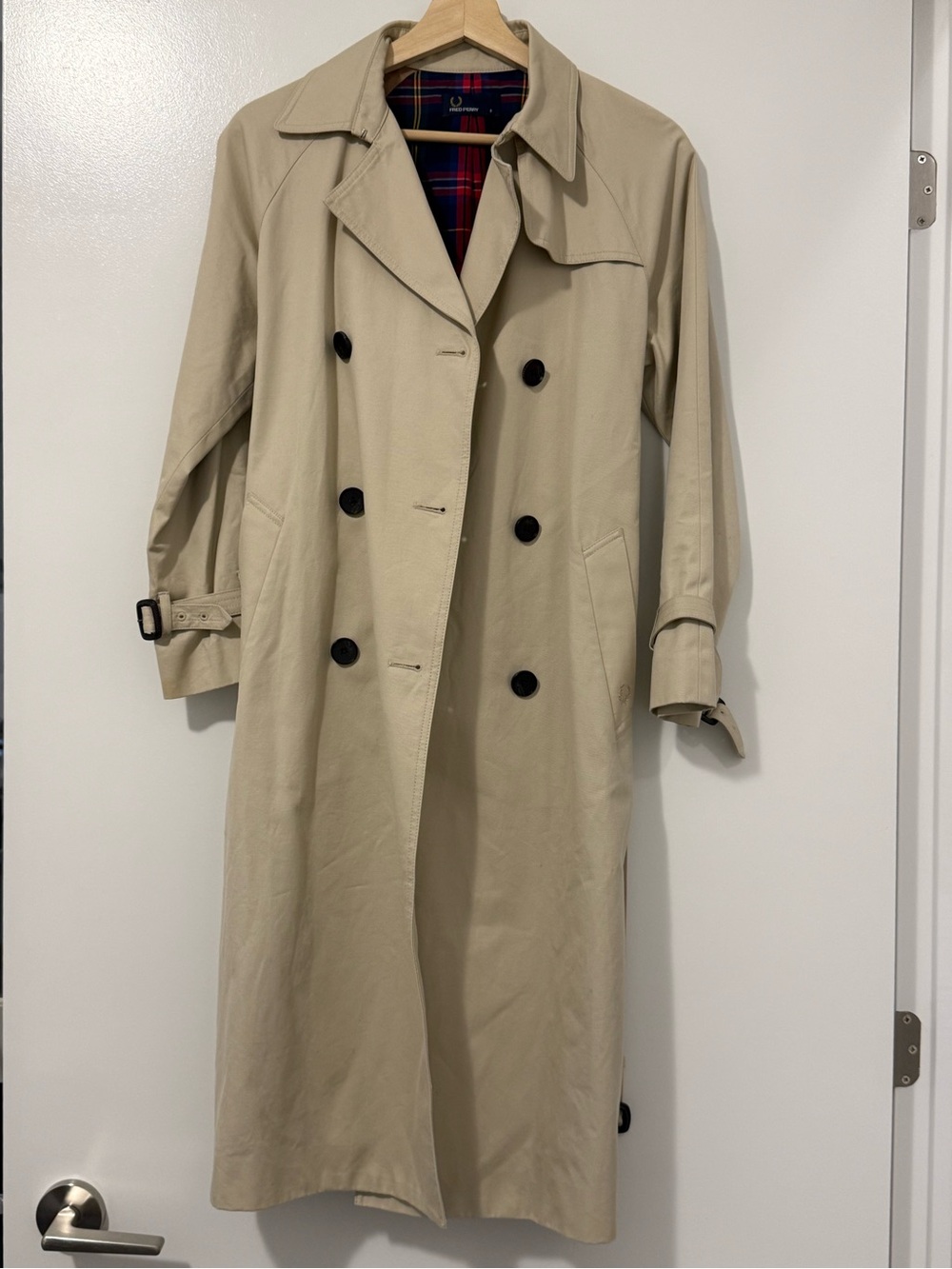 Beige Fred Perry trench coat